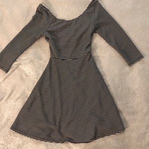 Black and White Striped Dress with Open Back